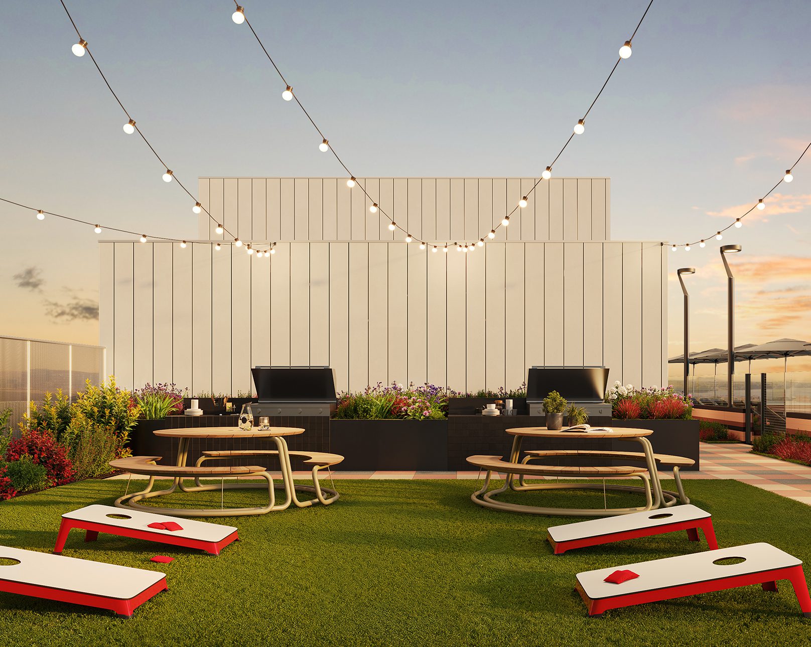 outdoor cornhole setup