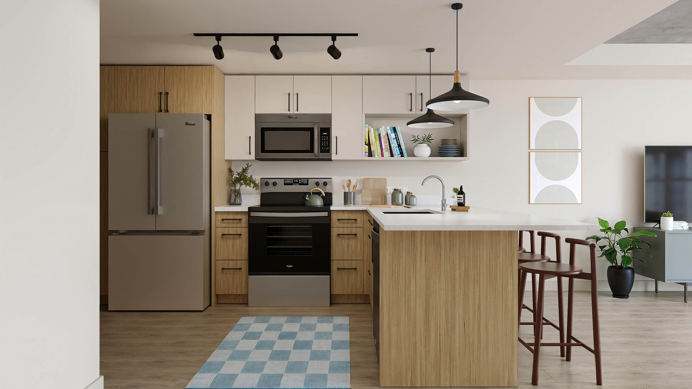 apartment kitchen with appliances