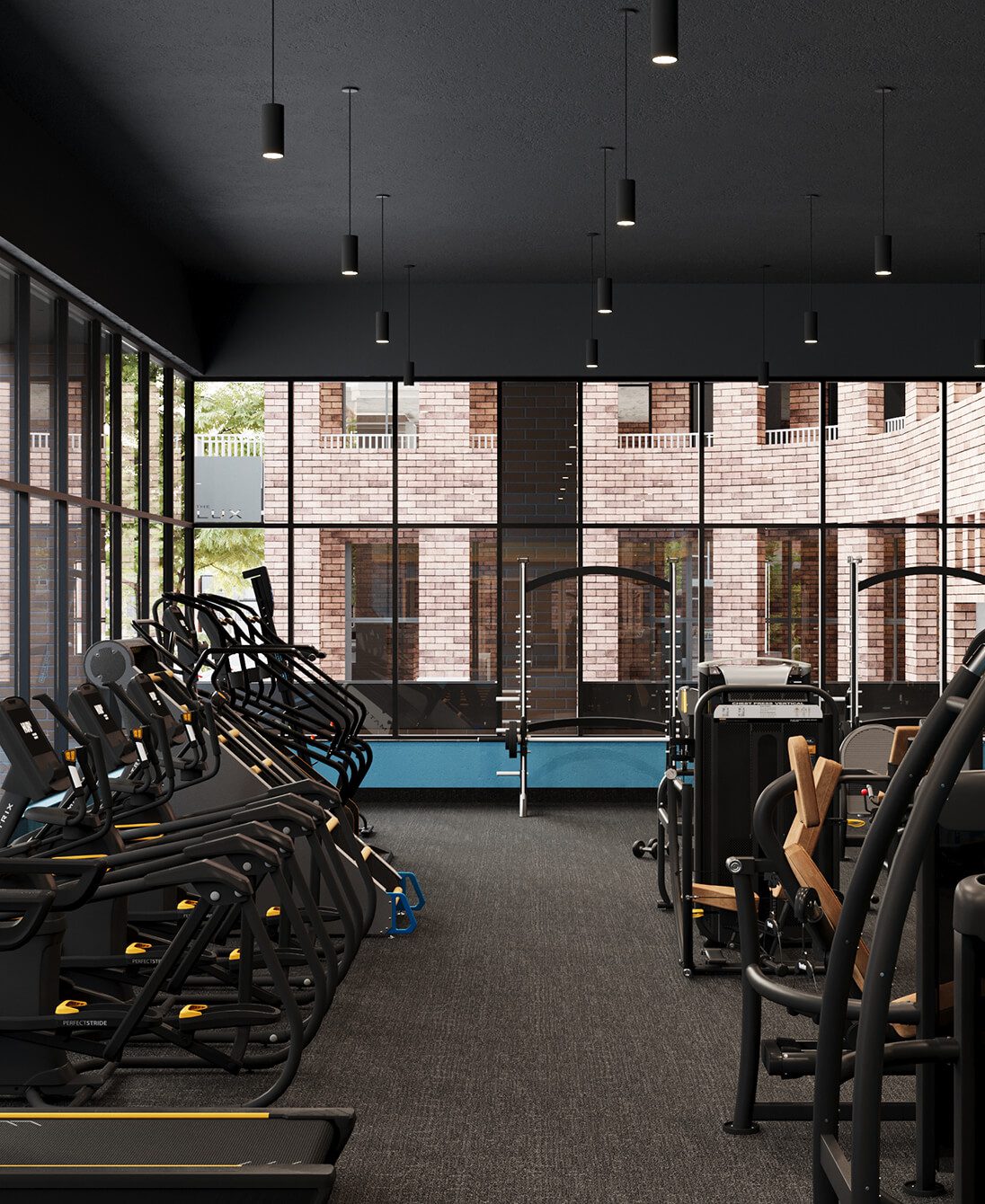 equipped fitness center